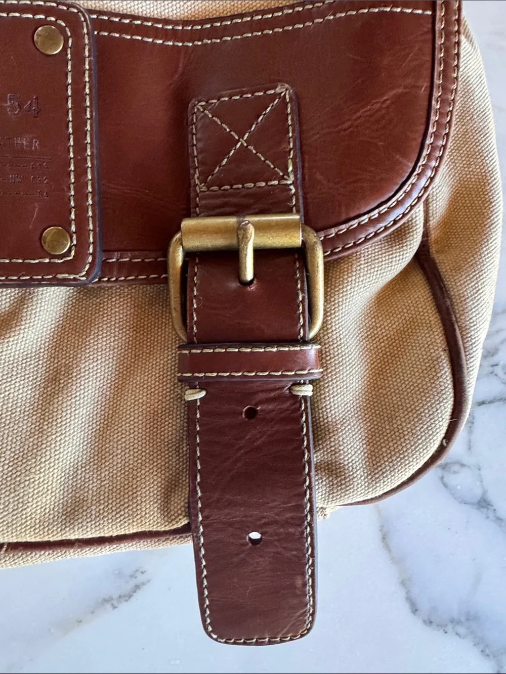 FOSSIL 1954 VTG Canvas Messenger Bag with Brown Leather Trim - Men's Crossbody